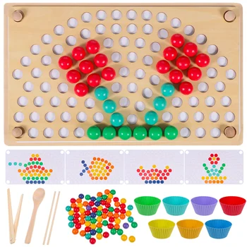 1 Set De Bord Jocul Cu Mărgele Montessori Placa De Lemn Margele Joc De Învățământ Preșcolar Jucărie