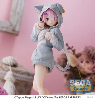 18CM Figura Anime Ram Rem Emilia Re: Zero Incepand de Viață într-o Altă Lume Drăguț Pisică Ureche Parker Model Static PVC Jucarie Cadou