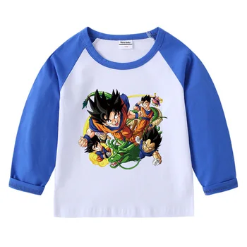 2023 Dragon Ball Primăvara și Toamna pentru Copii din Bumbac Raglan T-shirt echipajul Gât cu mâneci Lungi de Top Bottom Tricou baietel T-shirt