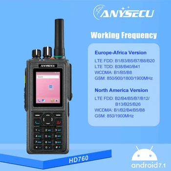 ANYSECU HD760 Radio GPS WIFI Rețea Telefon IP67 rezistent la apa Android 7.1 portabile 2.0 inch 4000mAh 4G LTE POC walkie talkie