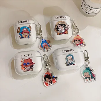 Bandai Anime One Piece Fără Fir Bluetooth Casti Caz Pentru Apple AirPods 1 2 3 Pro Luffy Elicopter Ace Clar Căști Acoperi