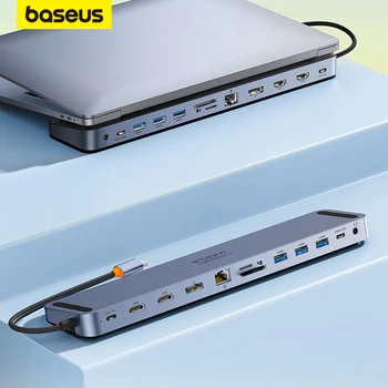 Baseus EliteJoy Gen2 12-in-1 USB C HUB 4K@60Hz DP Dual compatibil HDMI + Port Gigabit Ethernet + 3*USB 3.0 + TF/SD Card Reader