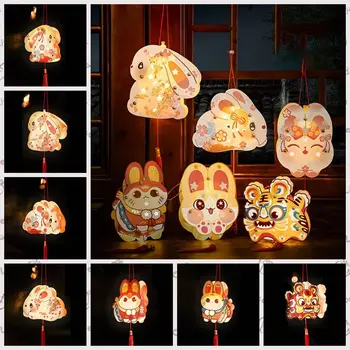 Chineză DIY Mid-Toamnă Felinar Iepure Bunny Forma de Epocă Mid-Toamnă Festivalul de Iepure Lanterna cu Lumina LED realizate Manual