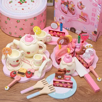 Copii Mici Imitație De Lemn Portabile Tort Pentru Qieqiele Joc Casa Bucătărie Americană Bomboane Mica Printesa Copil Jucărie Cadou De Ziua De Nastere