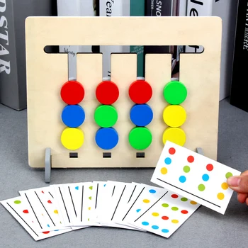 Copiii Montessori Jucării de Învățare Educative, Jucarii din Lemn, cu Patru Culori și Fructe Dublă față-Verso Asocierea Copii Raționament Logic Joc