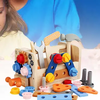 Din lemn Cutie Instrument Creativ Cadou de Ziua de nastere Copil Set de scule cu Cutie de scule pentru Copii mici