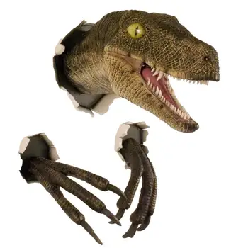 Dinozaur Montat Pe Perete Cap Rășină Dinozaur Montat Pe Perete Cap De Statuie Bust Plin De Dinozaur Arta De Perete Ornamente Pentru Biroul De Acasă