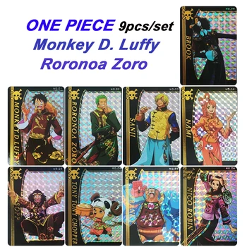 DIY 9pcs/set-O singură BUCATĂ Monkey D. Luffy Roronoa Zoro Tabla de joc carte de Anime colecție de carduri Flash card de Desene animate jucarii cadou de Crăciun