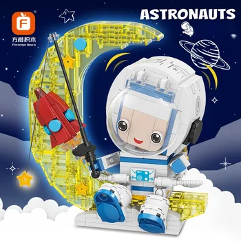 Fangcheng Bloc de Spațiu Astronaut Jucărie Mică Particulă Bloc de Băieți Puzzle de Asamblare Educația Copiilor Jucarie Cadou