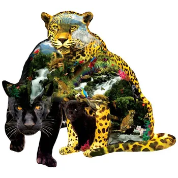 Forma unica Animal Puzzle din Lemn Leopard Acasă Puzzle Jucarii de Arta Jocuri de Familie Decor Acasă Jucărie de Învățământ pentru Copii Cadouri