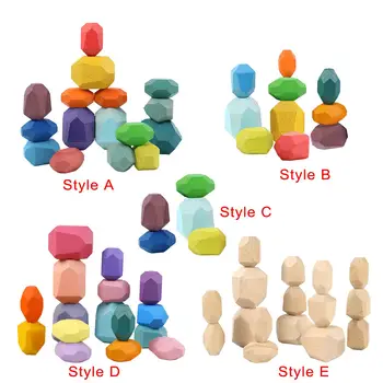 Lemn de Echilibrare Pietrele Montessori Jucarii Puzzle Usoare Artware Blocuri de Stivuire Joc pentru Fete Baieti Copii