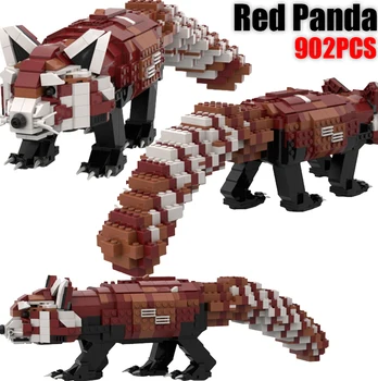 MOC Red Panda Mică Blocuri Animale Zoom Scena de Animale Desene animate de animale Sălbatice Cărămizi Asambla Jucării pentru Copii Cadouri
