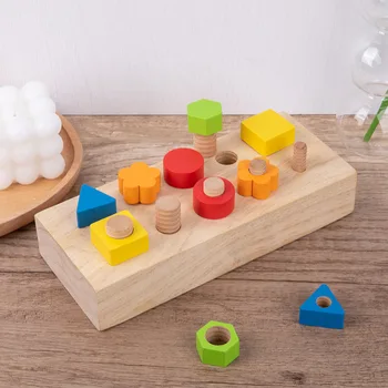 Montessori Lemn Jucării pentru copii din Lemn de Învățare Timpurie Jucarii Educative pentru Copii pentru Copii mici Forma de Învățământ Piuliță Șuruburile de Culoare Copil Cadou