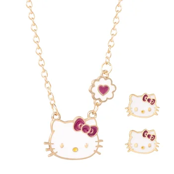 Noi Hello Kitty Colier Cercei Daisy Inima Lanț Din Oțel Inoxidabil Fată De Cadouri De Bijuterii Lanț Moda Bijuterii Collare Accesorii
