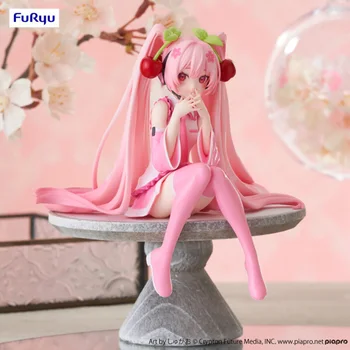 Original Furyu Hatsune Miku Tăiței Dop Sakura Miku 2023 11CM PVC Anime Figurine Model de Colectie Ornamente Jucărie