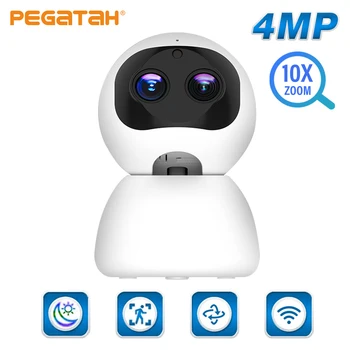 PEGATAH 4MP WiFi Camera HD Dual Obiectiv 10X Zoom Interior Camera IP de Securitate AI Omului Detecta Viziune de Noapte CCTV Camere de Supraveghere