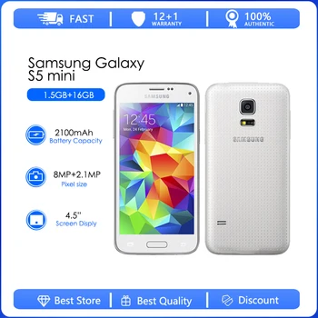 Samsung Galaxy S5 Mini G800F Renovat-Original Deblocat G800A G800HQ 4.5 Inch, Quad Core, 1.5 GB RAM, 16GB ROM Camera de 8MP Telefon