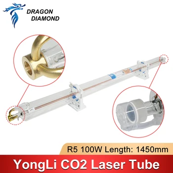 Yongli R5 100W-120W CO2 Laser Tub Țeavă de Sticlă Metal Lungimea Capului 1450mm Dia.80mm pentru emisiile de CO2 Pentru Gravare cu Laser Masina de debitat